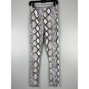 eesome Women Small Snakeskin Leggings Black White Casual Party Workout